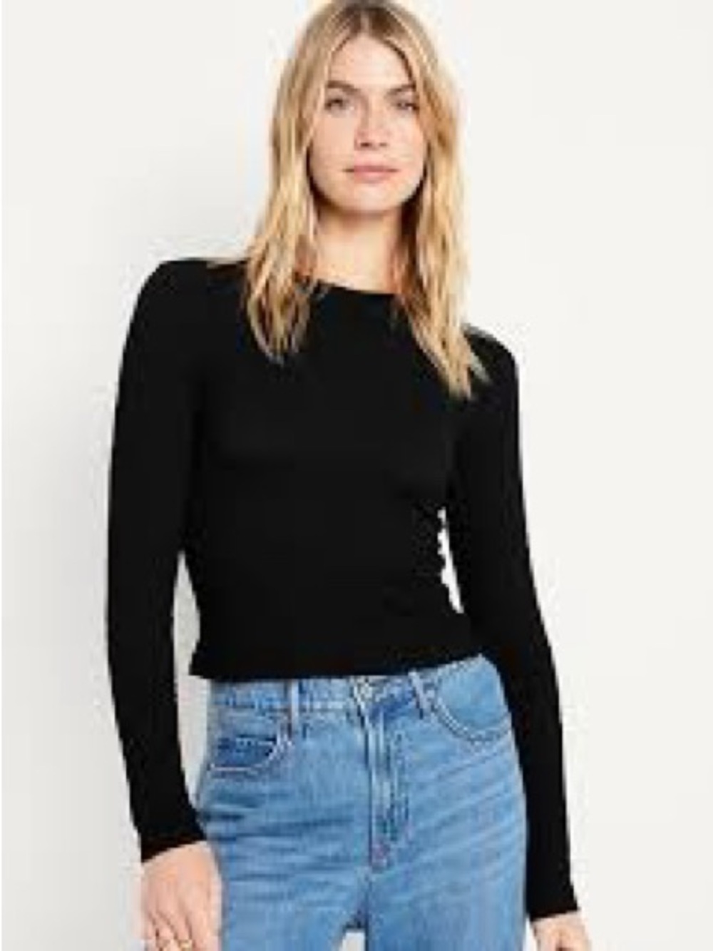 Old Navy Black Long Sleeve Crewneck Top for Women